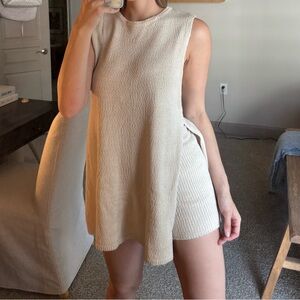 Beige Knit Women’s Shorts Set
